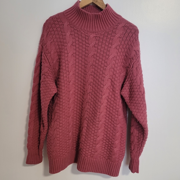 Wilfred Sweaters - Wilfred Cable Knit Mock Turtleneck Sweater Dress Merino Wool Pink Size S Aritzia